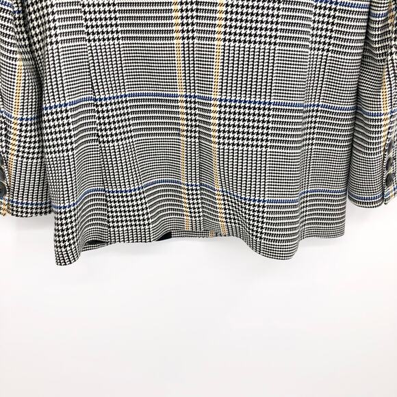 ANINE BING Madeleine Black White Yellow Houndstooth Double Breasted Blazer - Picture 9 of 13